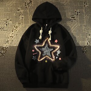 2025秋华棉复合双帽后包领星星刺绣连帽套头卫衣102B-W2703P55图片