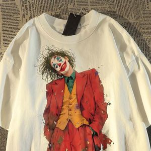 纯棉欧美潮艺术小丑印花短袖男女宽松街头痞帅T恤102B-T1949P30图片