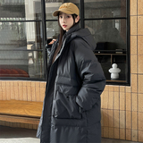 加厚潮男大领子连帽中长情侣款宽松保暖羽绒服男女102B-Y5928P195，男装羽绒服，星座102B