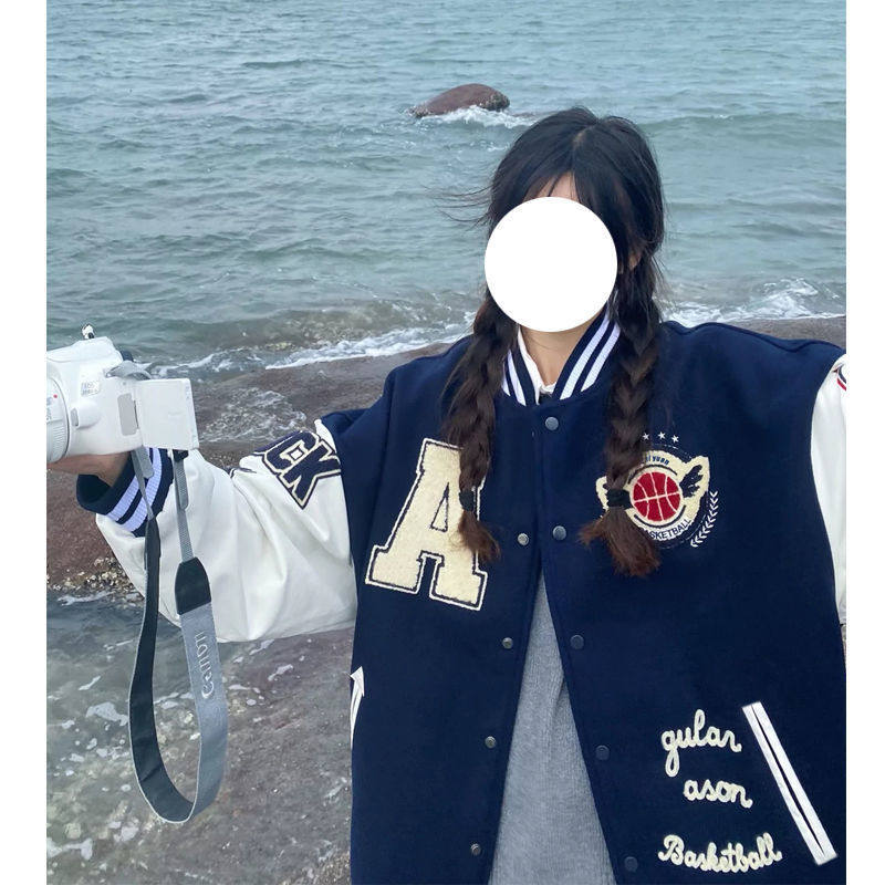 春款外套韩版宽松ins刺绣拼接美式复古棒球服外穿102B-W9913P75，女装短外套，星座102B