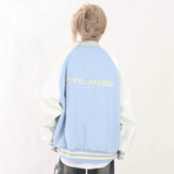 秋25刺绣情侣三条杠撞色拼接PU皮棒球服夹克外套潮102B-JK8883P75，男装夹克，星座102B