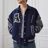 秋25情侣AC潮美式复古外套毛巾刺绣棒球服夹克毛呢102B-JK477P78，男装夹克，星座102B