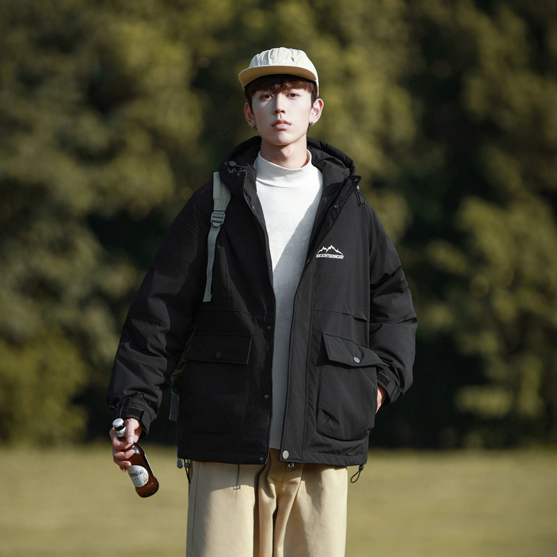 户外登山露营羽绒服男潮牌加厚保暖连帽白鸭绒外套102B-Y8807P165,男装羽绒服,星座102B