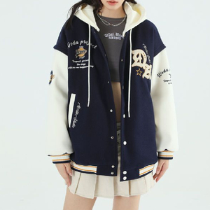 宽松英文字母logo外套工装休闲夹克男女棒球服外套102B-JK7811P85图片
