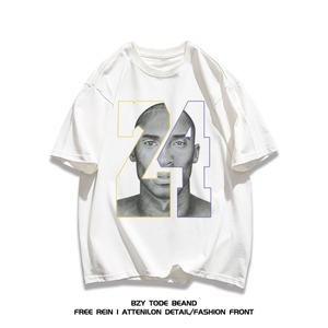 纯棉精梳欧美个性潮牌hiphop科比数字短袖t恤男女夏102B-T1210P30图片
