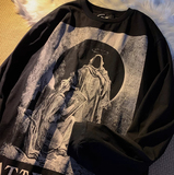 春款圣母印花长袖卫衣原宿宽松上衣男女百搭圆领男装102B-W426P35，男装卫衣，星座102B