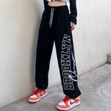 字母印花束脚运动裤jazz爵士舞街舞显瘦高腰百搭卫裤102B-K692P40，男装休闲裤，星座102B