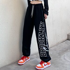 字母印花束脚运动裤jazz爵士舞街舞显瘦高腰百搭卫裤102B-K692P40图片