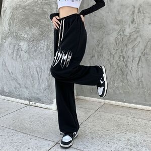 跨境高腰抽绳宽松欧美辣妹风运动裤男女102B-K711P45图片