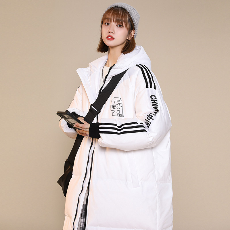 加厚潮男字母印花连帽中长情侣宽松工装羽绒服男女102B-Y5085P165,男装羽绒服,星座102B