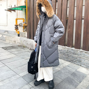 冲量降价加厚帅气连帽车明线情侣中长款宽松羽绒服102B-Y8868P175图片