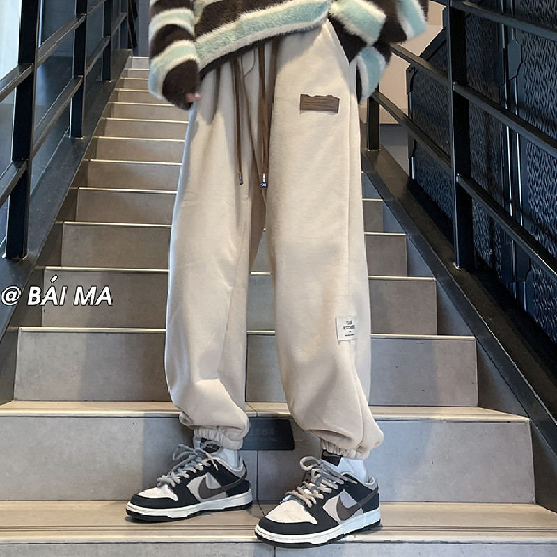 羊羔绒束脚卫裤秋冬新款学生韩版宽松休闲裤102B-K8827P40加绒50,男装休闲裤,星座102B