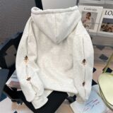 加绒刺绣连帽衫加绒卫衣韩版独特别致上衣102B-W2755P55加绒65，男装卫衣，星座102B