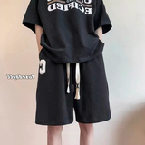 65鱼粼夏韩版宽松刺绣高腰阔腿裤休闲运动短裤男女102B-K1299P28，男装休闲裤，星座102B
