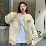 秋2025美式复古高街刺绣棒球服宽松撞色夹克外套男102B-JK833P75，男装夹克，星座102B