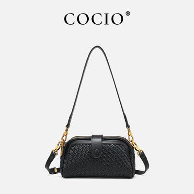 编织纹中年妈妈女包新款时尚百搭