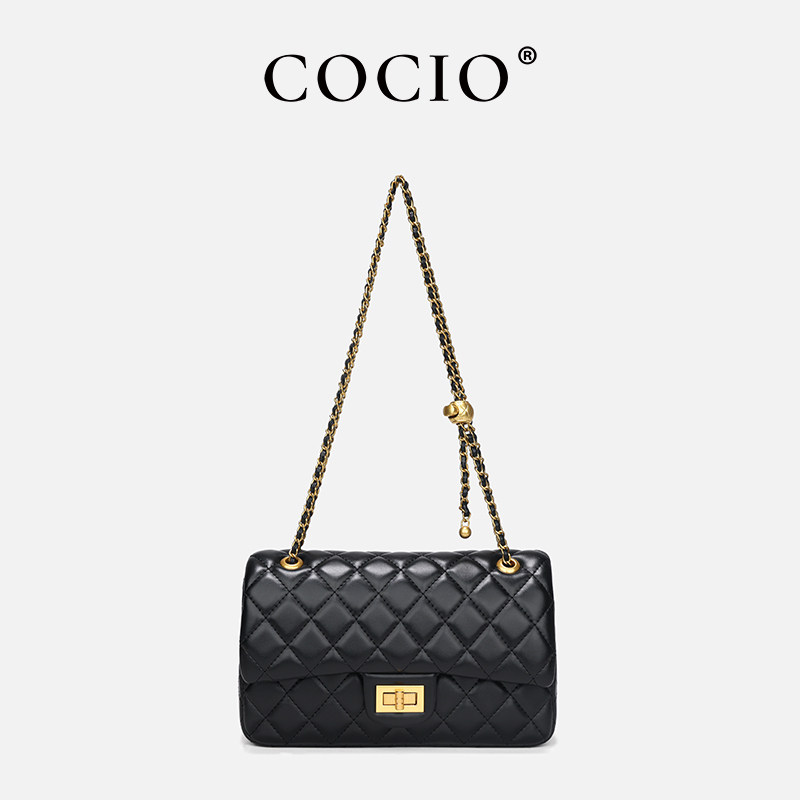 COCIO女包2024新款潮高级感小香风时尚百搭菱格链条包单肩包 255