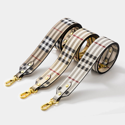跨境专供英伦风格子包包双面用宽肩带可单肩斜挎替换包带宽背带