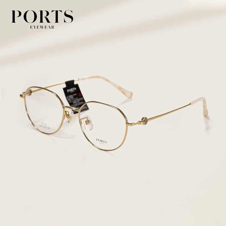 PORTS女全框近视眼镜框圆框修颜小脸型超轻钛架时尚百搭POF22520