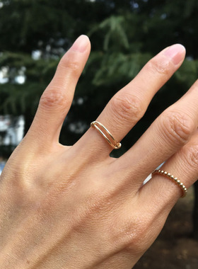 美国14k包金简约可调节手工戒指