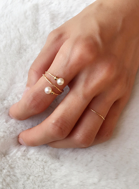 包金手工戒指珍珠时尚闺蜜学生