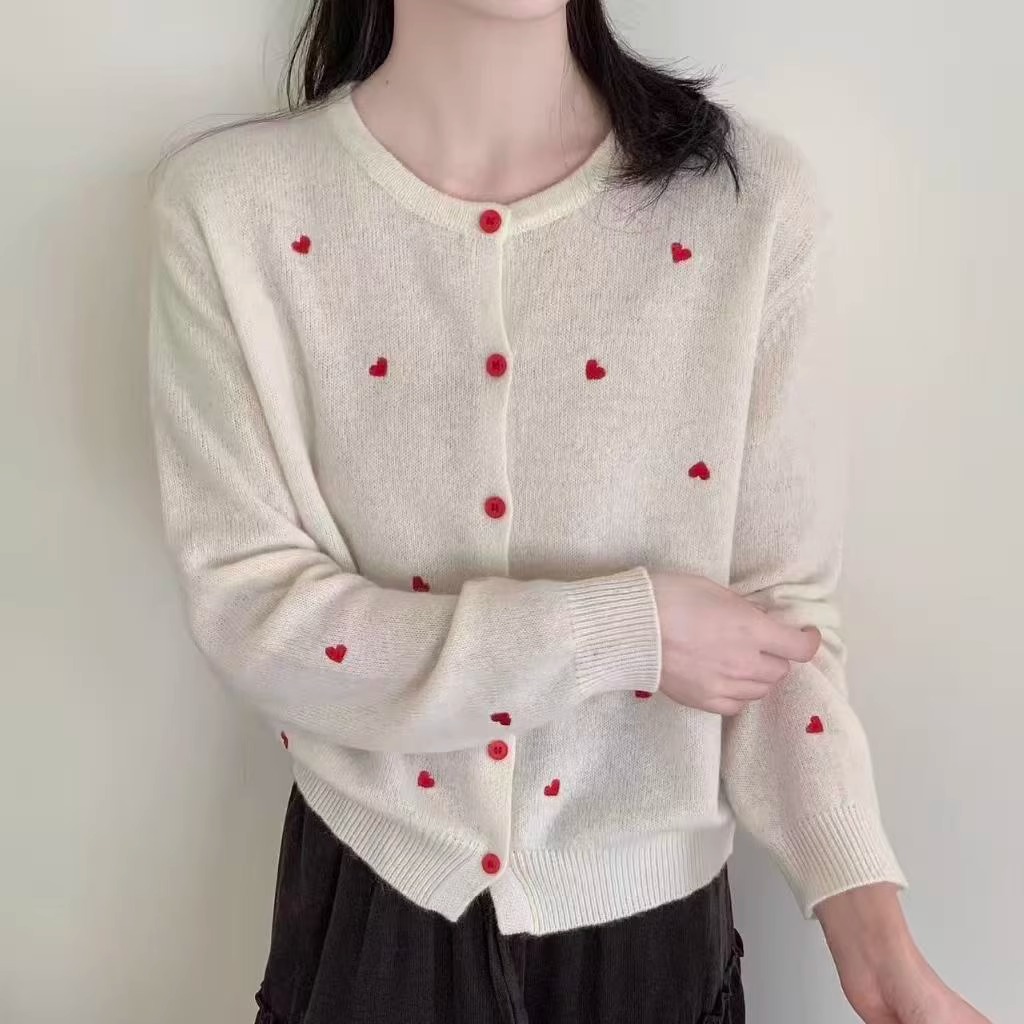 韩系刺绣羊毛针织衫女甜美上衣潮