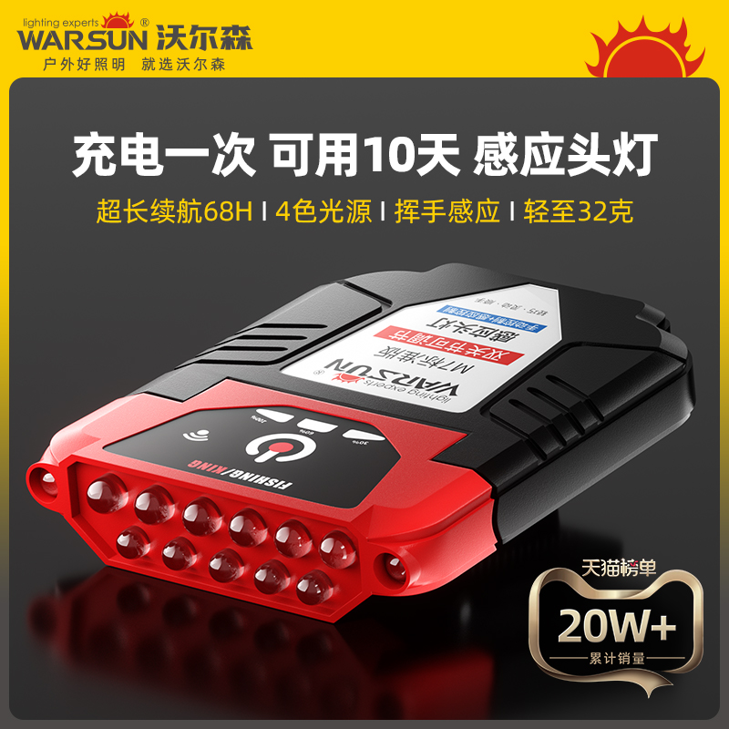 感应夜钓钓鱼专用超长续航头顶灯
