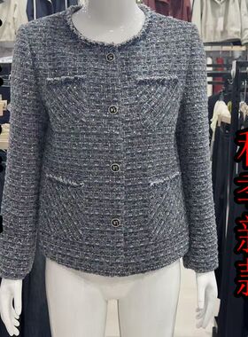 依云朵83033秋新款时尚圆领单排扣气质减龄香风妈妈装小个子外套