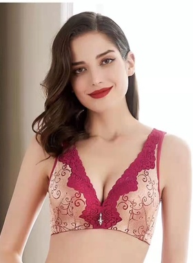 十八娇555、556（厚B、薄C）无钢圈四排扣调整型蕾丝固定聚拢文胸
