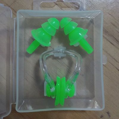 橙色鼻夹耳塞套装硅胶材质防进水