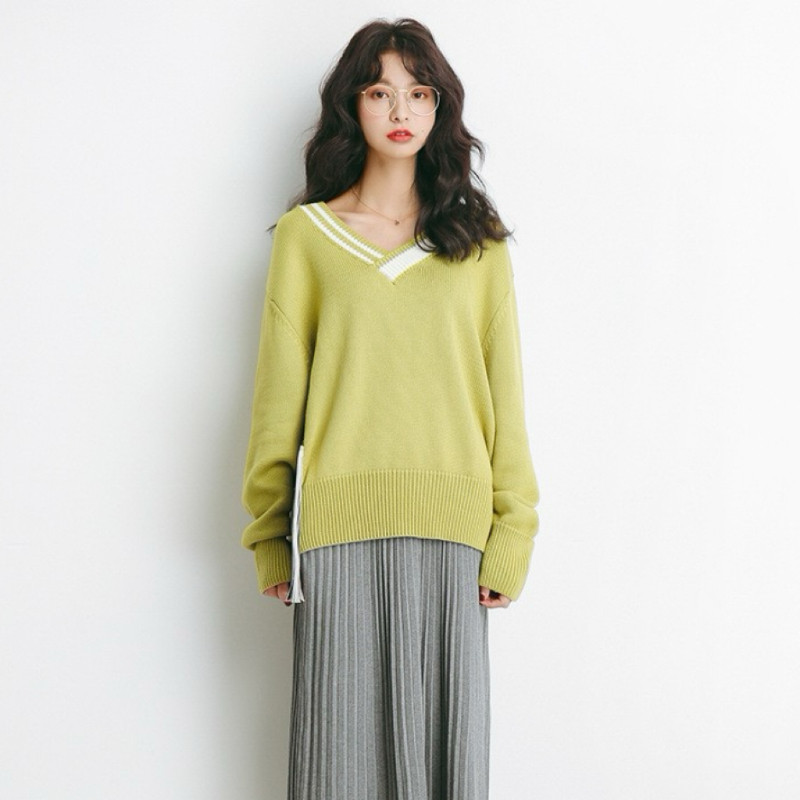 大朗毛衣不起球女新款正品套头加厚长袖V领内搭上衣女秋冬外穿