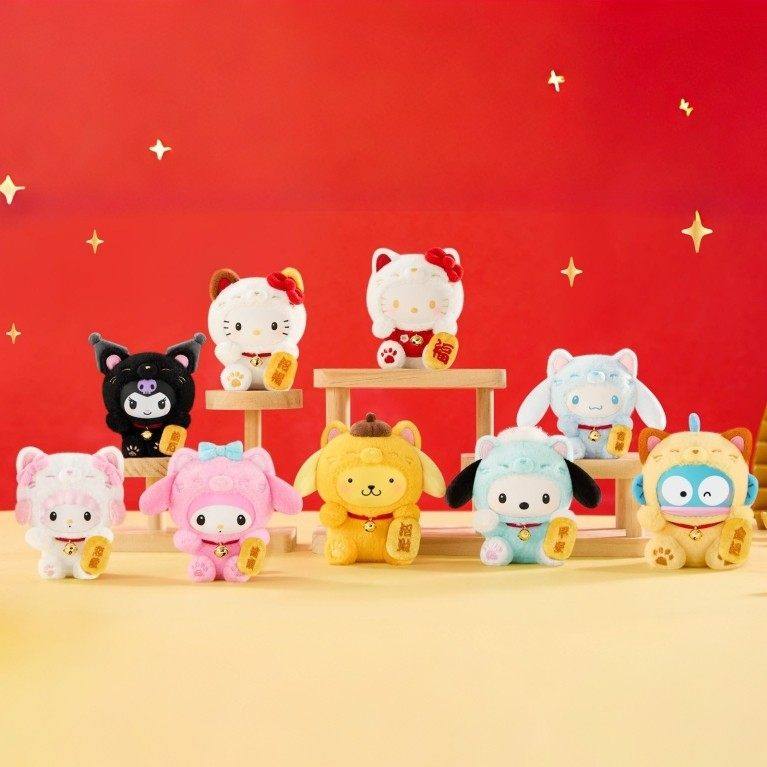 TOPTOY三丽鸥家族招财猫系列毛绒挂饰盲盒摆件手办礼潮流新年公仔