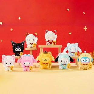 TOPTOY三丽鸥家族招财猫系列毛绒挂饰盲盒摆件手办礼潮流新年公仔