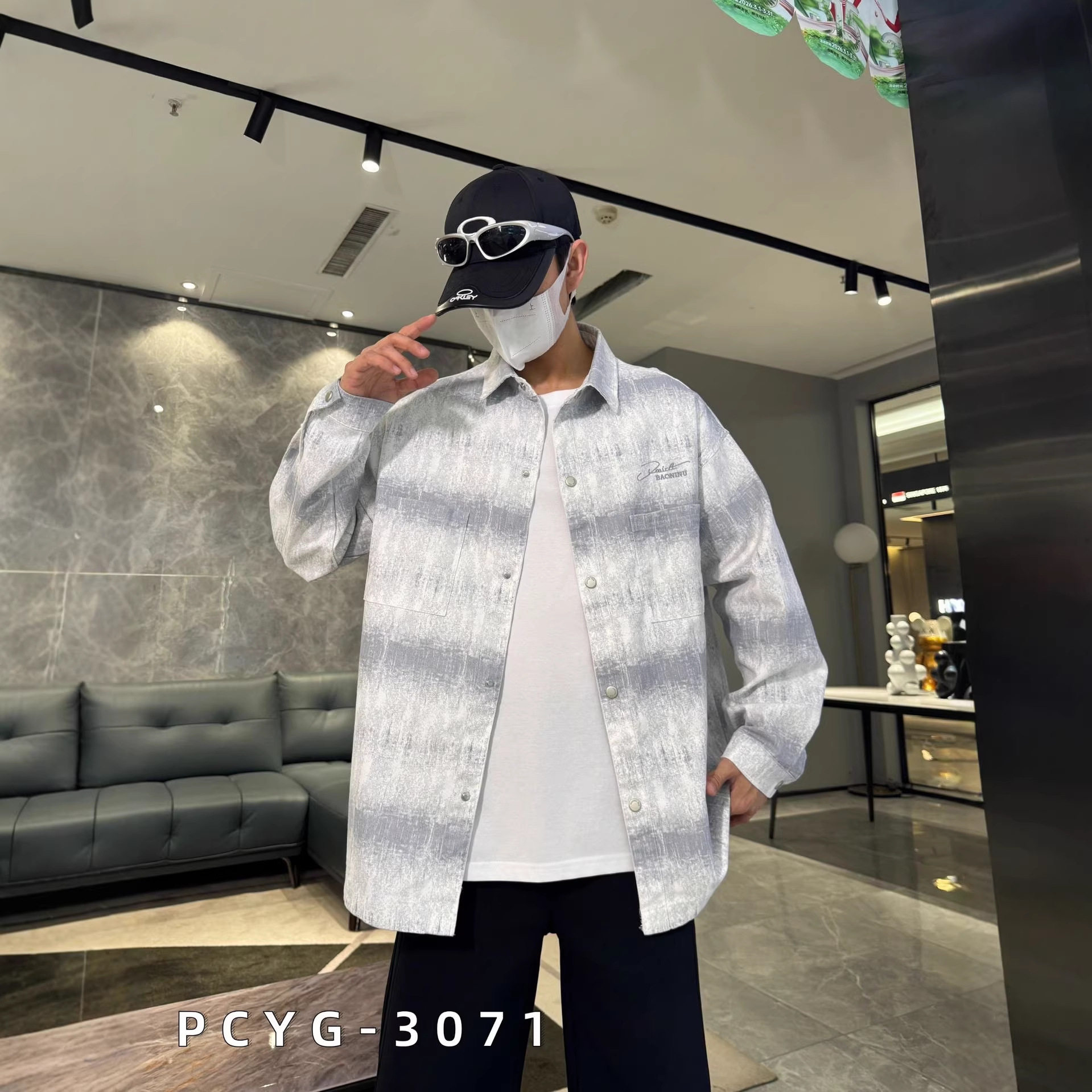 加肥加大码燕尾棉衬衫休闲男装秋季衬衫牛仔长袖衬衫300斤胖男生