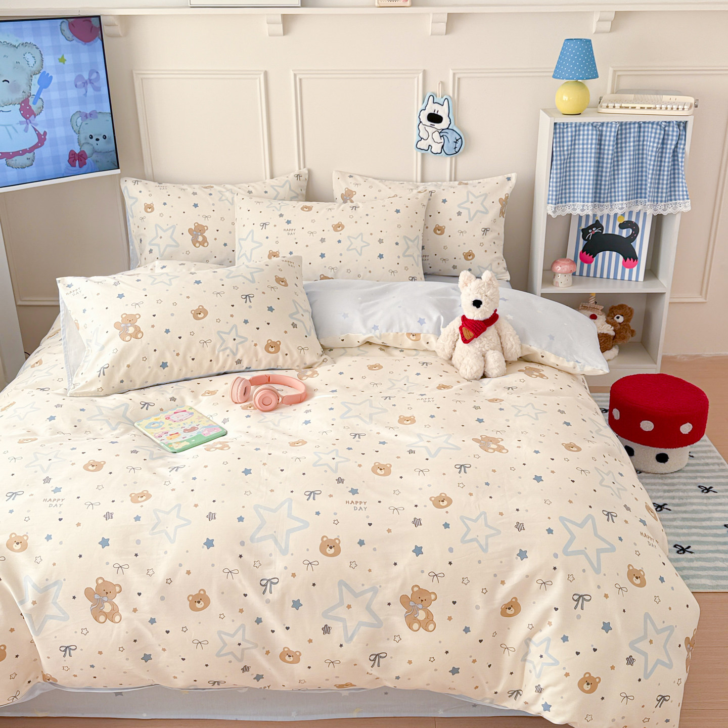 卡通纯棉全棉床上用品四件套2026新款儿童学生宿舍被套床单三件套,床上用品,床品套件/四件套/多件套,淘宝优惠券,粉丝福利购,淘宝优惠卷