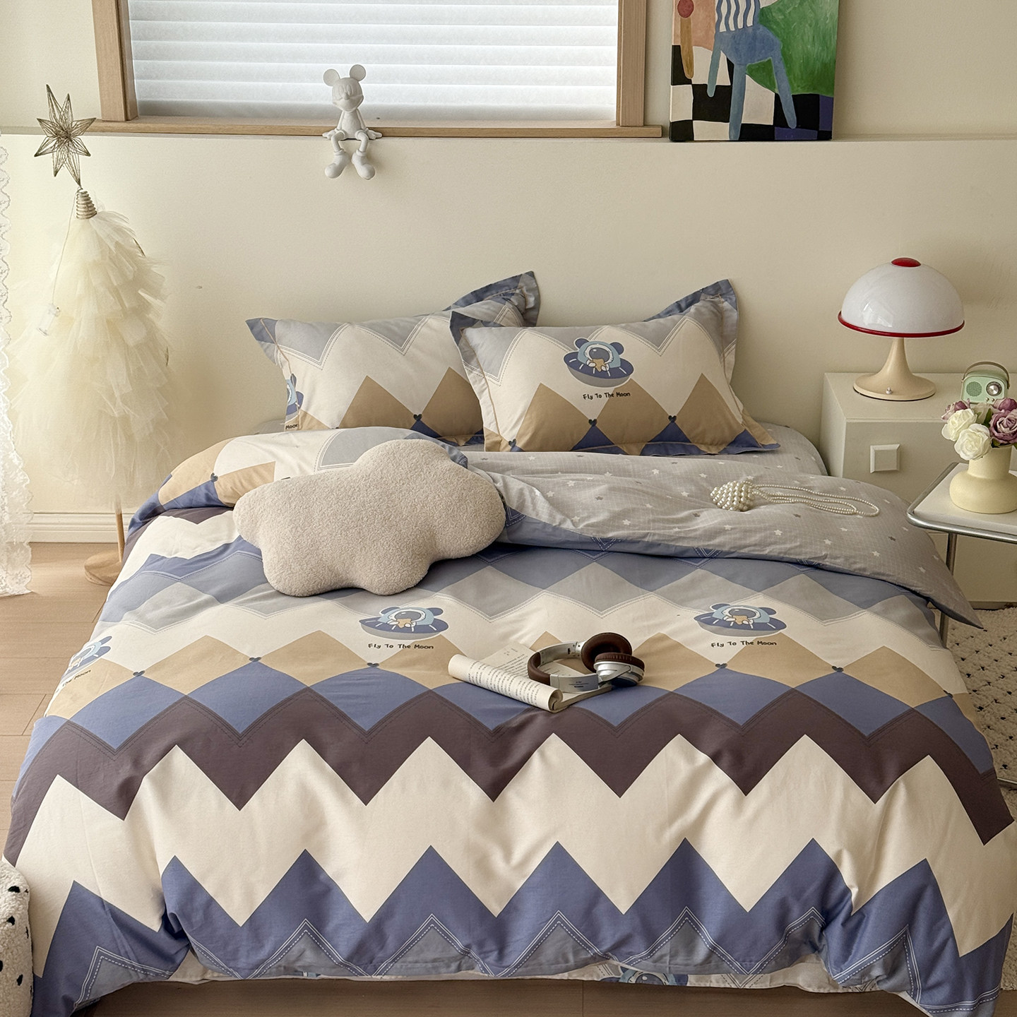 英伦风床上四件套纯棉全棉2026新款亲肤床品宿舍床单被套罩三件套