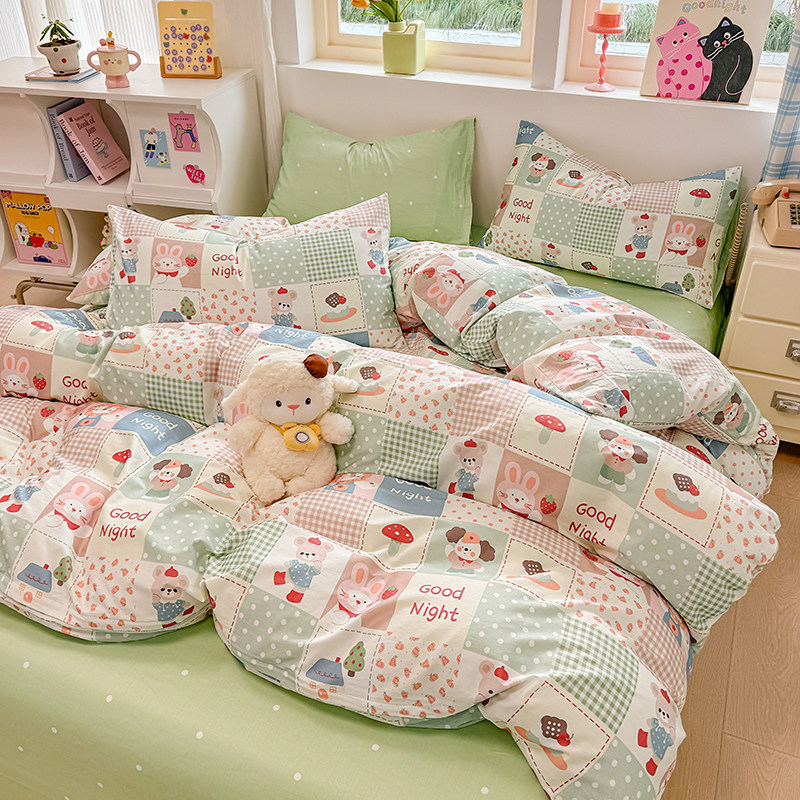 2026新款全棉斜纹四件套床单卡通被套学生宿舍被罩床笠三件套四季,床上用品,床品套件/四件套/多件套,淘宝优惠券,粉丝福利购,淘宝优惠卷