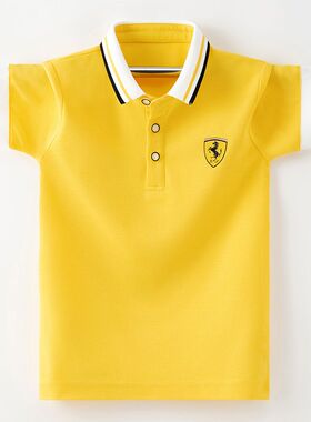 男童夏季短袖t恤2026棉新款男孩儿童大童Polo衫红色男带领翻领