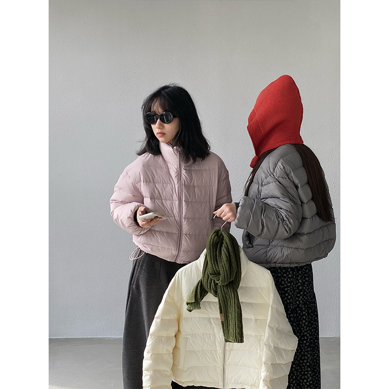 江左 可溯源90白鸭绒 韩系温柔风粉色短款排骨羽绒服2025冬 1725