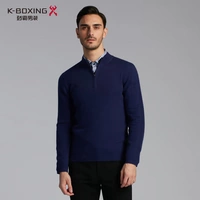 Áo len cashmere nam Jinba mùa thu đông 2019 mới đứng cổ áo dây kéo màu rắn - Hàng dệt kim áo cổ lọ nam