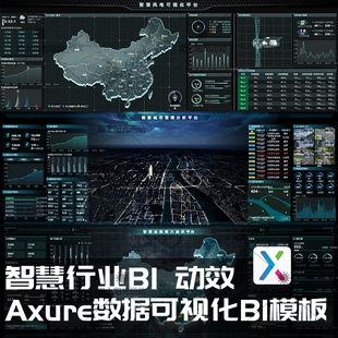 Axure智慧风电智慧城市管理运维能力疫情防控数据可视化大屏原型