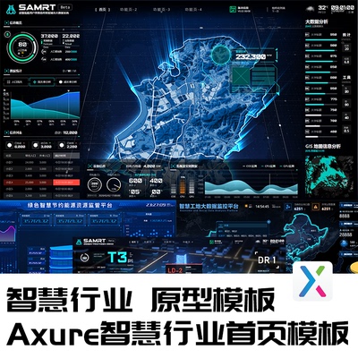 Axure智慧工地管理交通工厂汽车设备社区城市政务RP原型设计模板