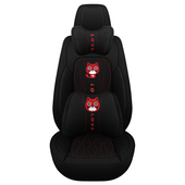 汽车坐垫四季 座椅套 通用亚麻布艺座套全包围卡通座垫女神可爱时尚
