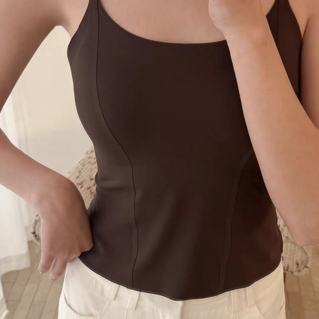 秋季升级马甲线吊带背心女裁剪藏住小赘肉带胸垫磨毛25打底衣329