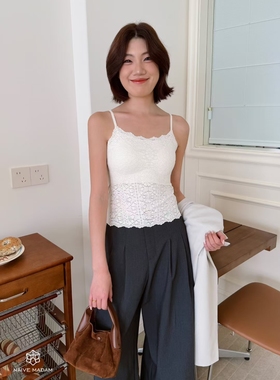 内目25263磨毛暖绒吊带背心2025秋季新款蕾丝内搭带胸垫外穿美背