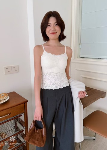 内目25263磨毛暖绒吊带背心2025秋季新款蕾丝内搭带胸垫外穿美背