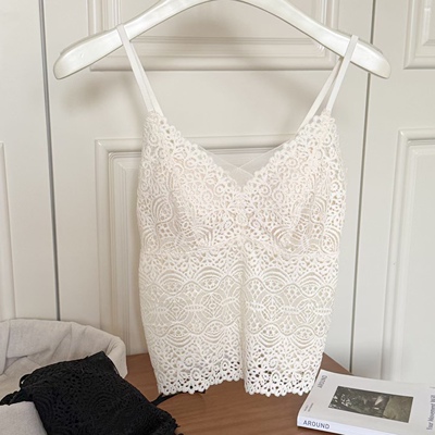 雾中花吊带背心蕾丝网纱带胸垫一体杯聚拢内搭外穿性感美背25285