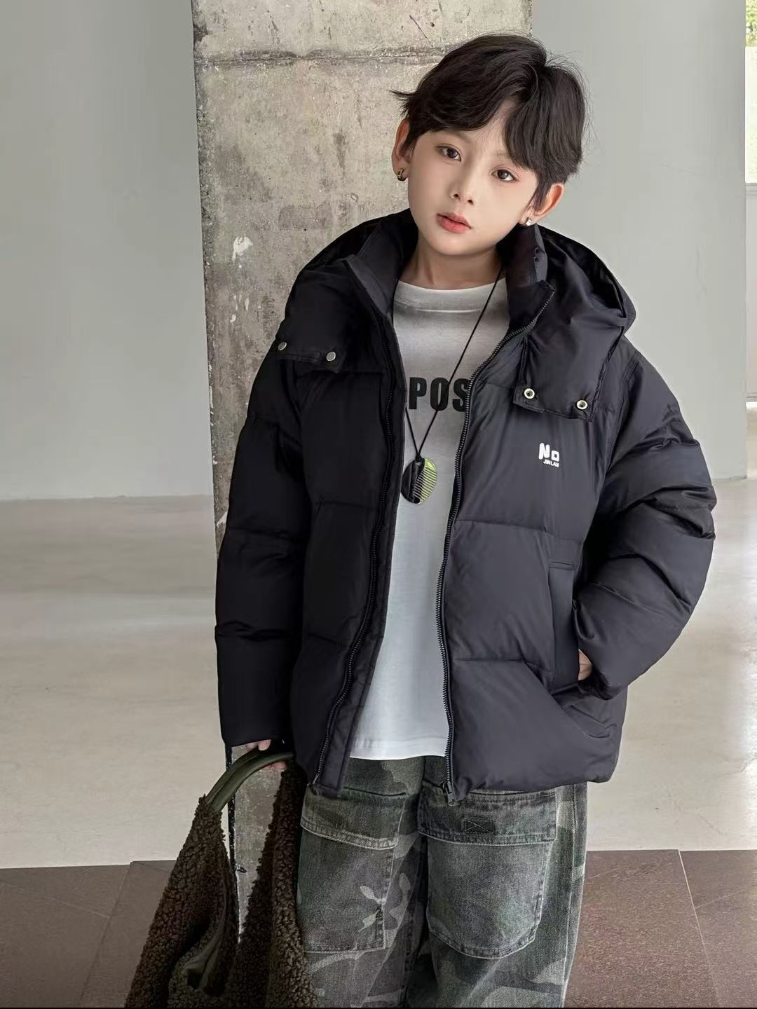 OK100男童羽绒服2026新款儿童洋气时髦加厚保暖中大童羽绒服外套