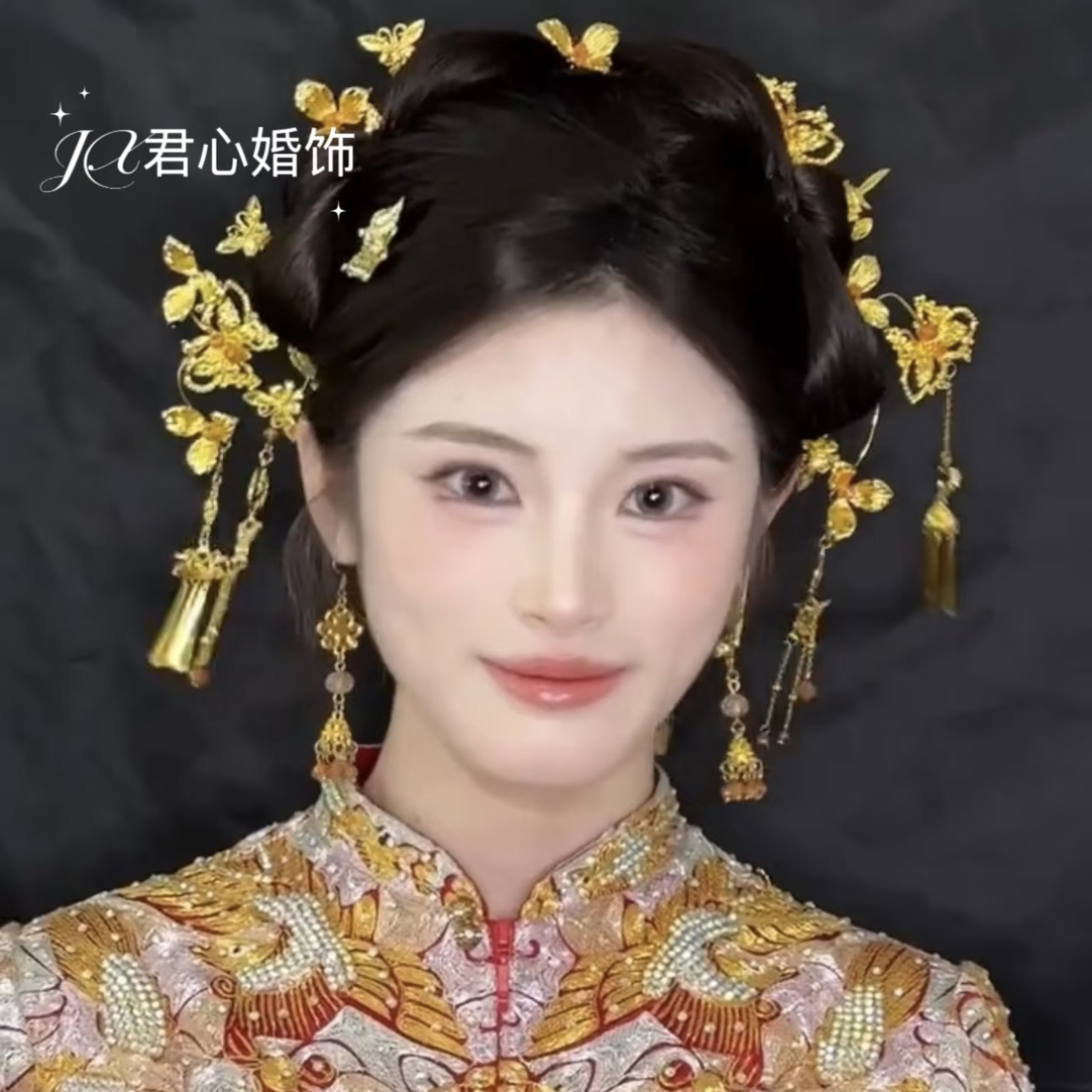 君心家 3315纯金色百搭小件基础金钗新娘秀禾龙凤褂