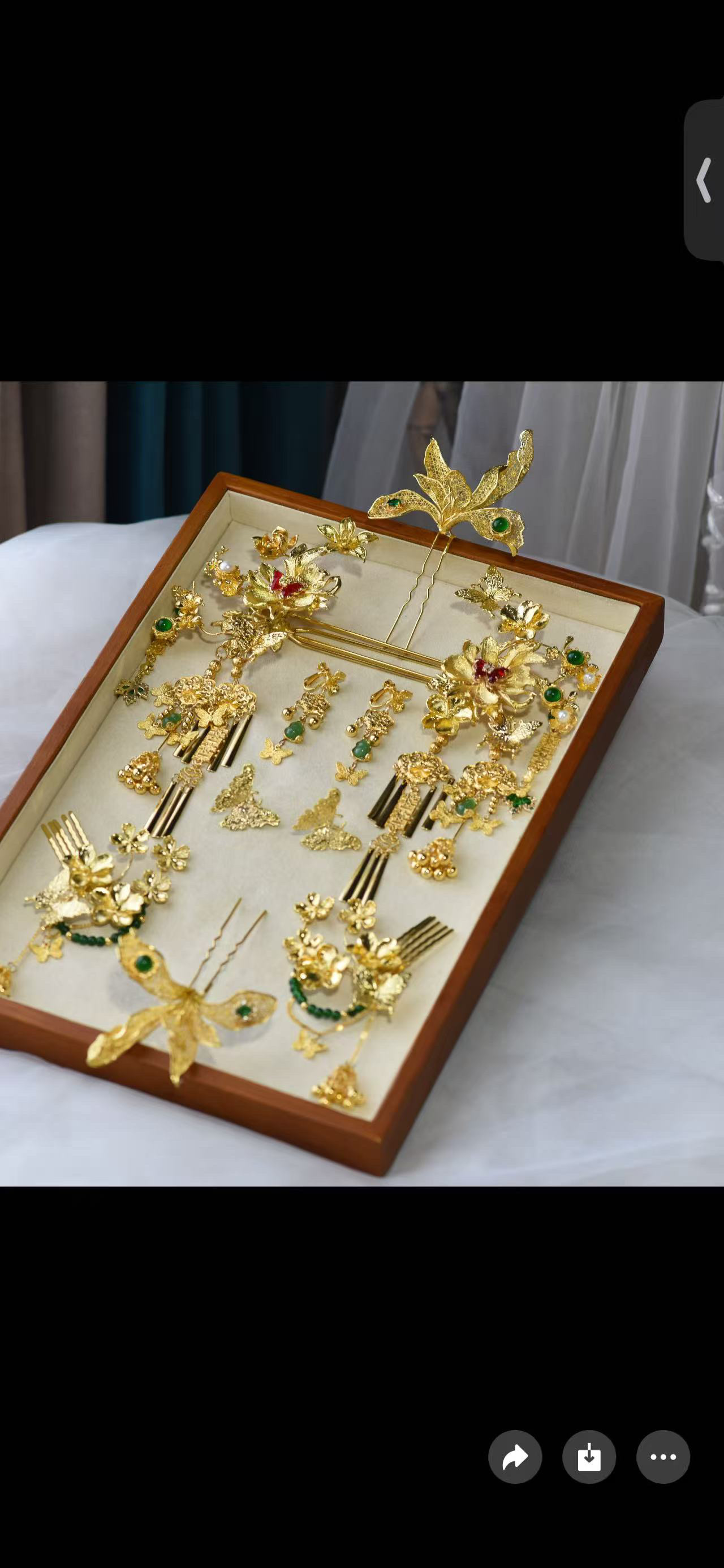 君心家 龙凤褂金钗步摇发饰套装古风新娘秀禾发钗耳夹十件套